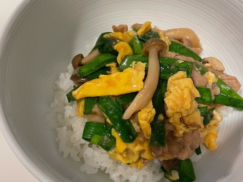 とろ〜り♪豚肉とニラの卵あんかけ丼